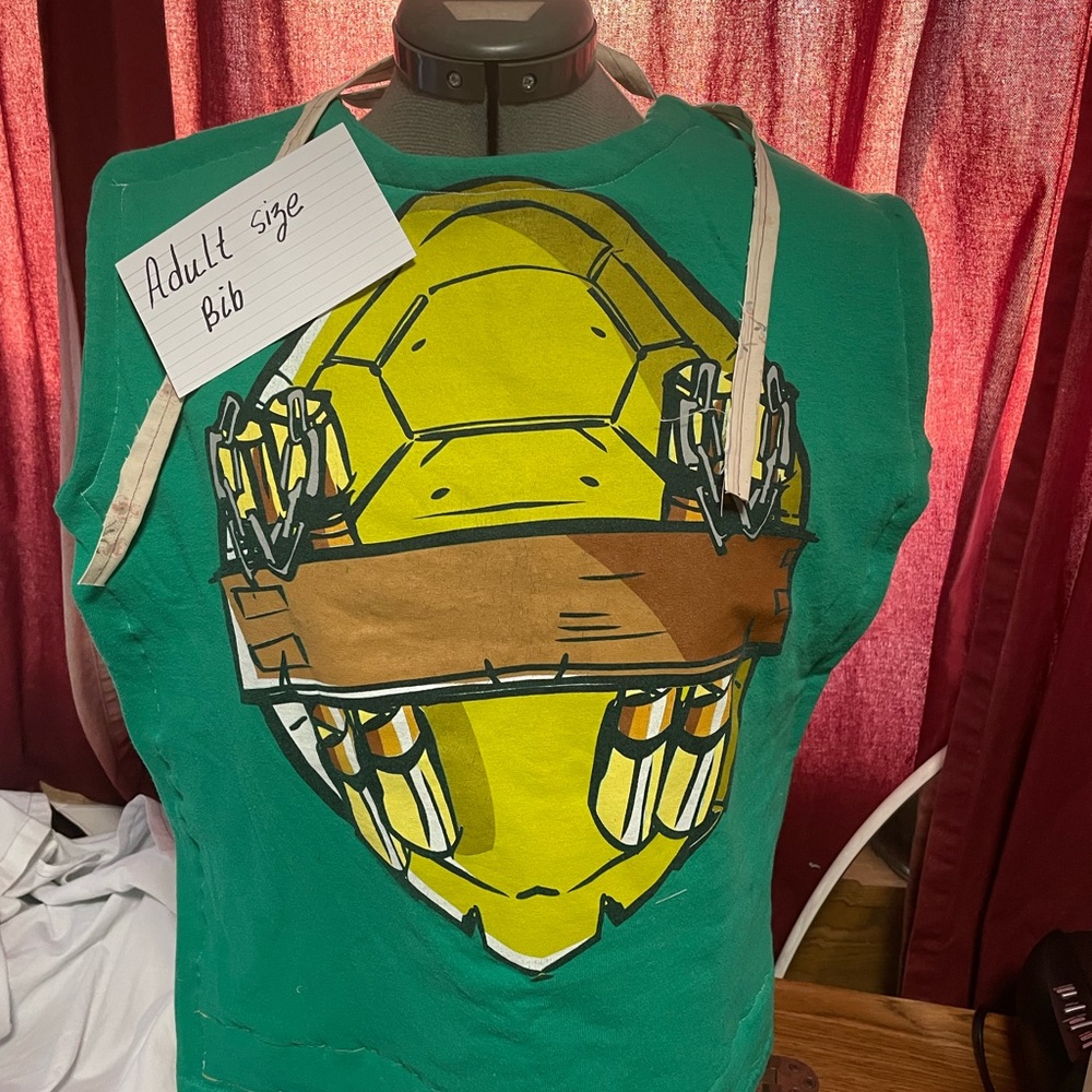 Green Ninja Turtle Graphic Bib adult sized large